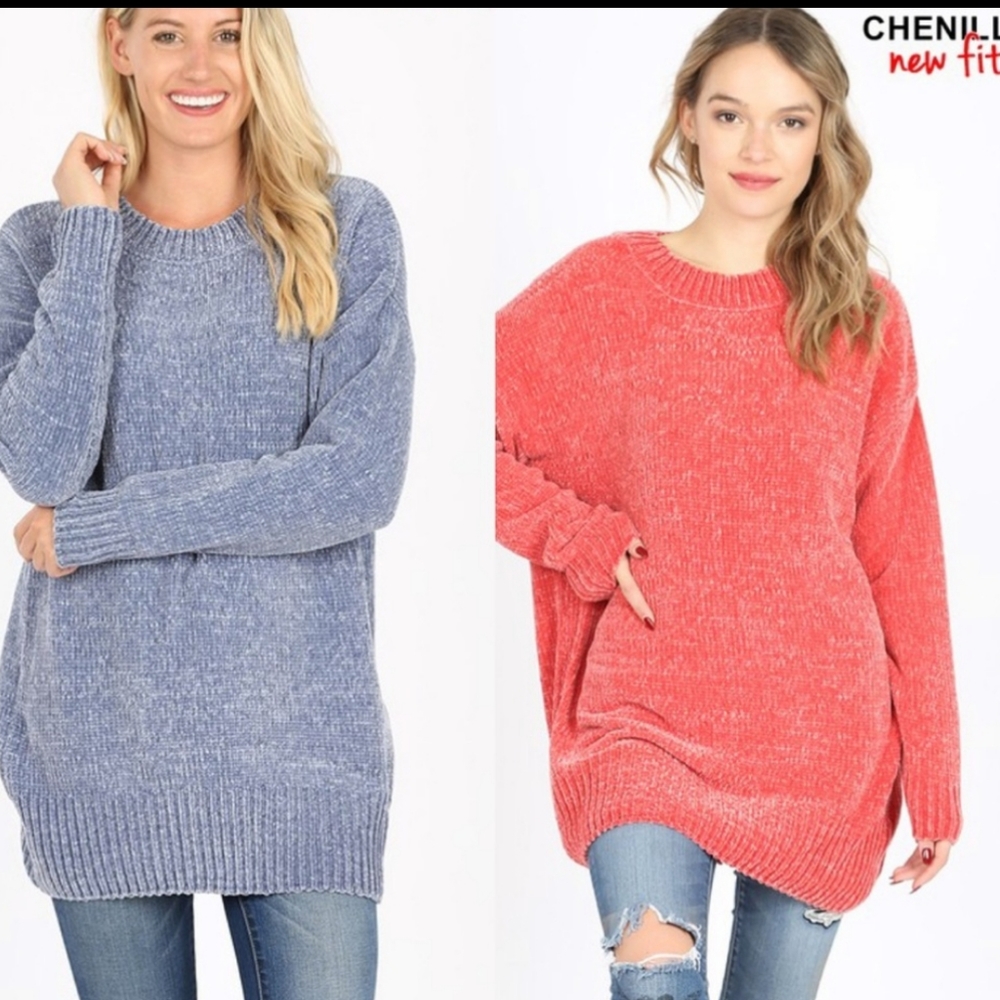 Blue chenille sweater